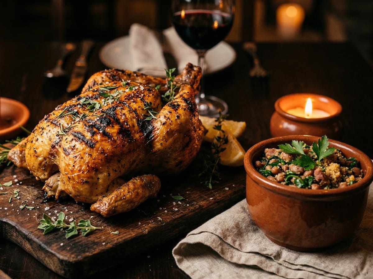 Frango assado na brasa